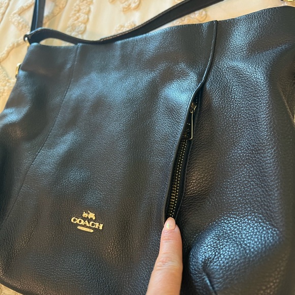 Coach Deep Navy Leather Crossbody Bag with Gold Accents - Picture 4 of 13